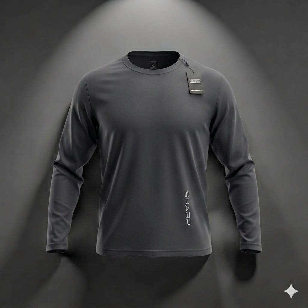 Sharp Ultra Fit Long Sleeve Shirt Side Logo - Light Gray