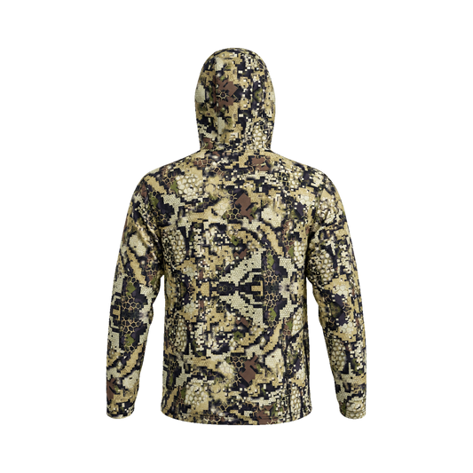 Hunter Camo Hooded Shirt With Zip Pockets — back, transparent background