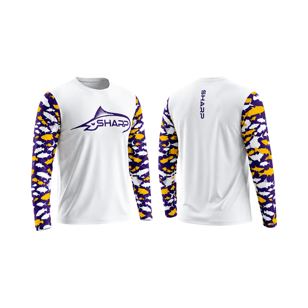 Purple & Gold Fishing Shirt — transparent product view