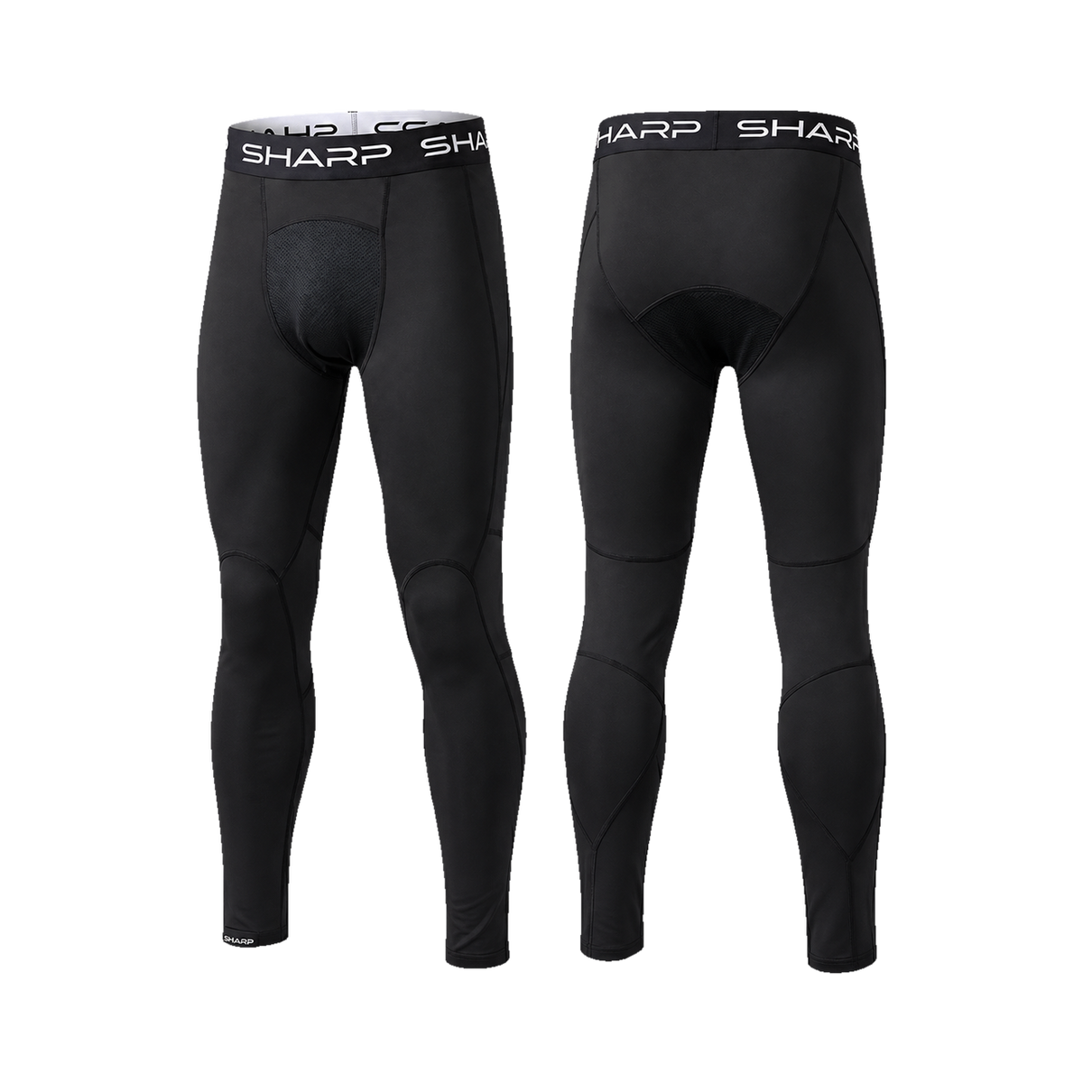 Youth Full Leg Compression Pants - Black — transparent studio view