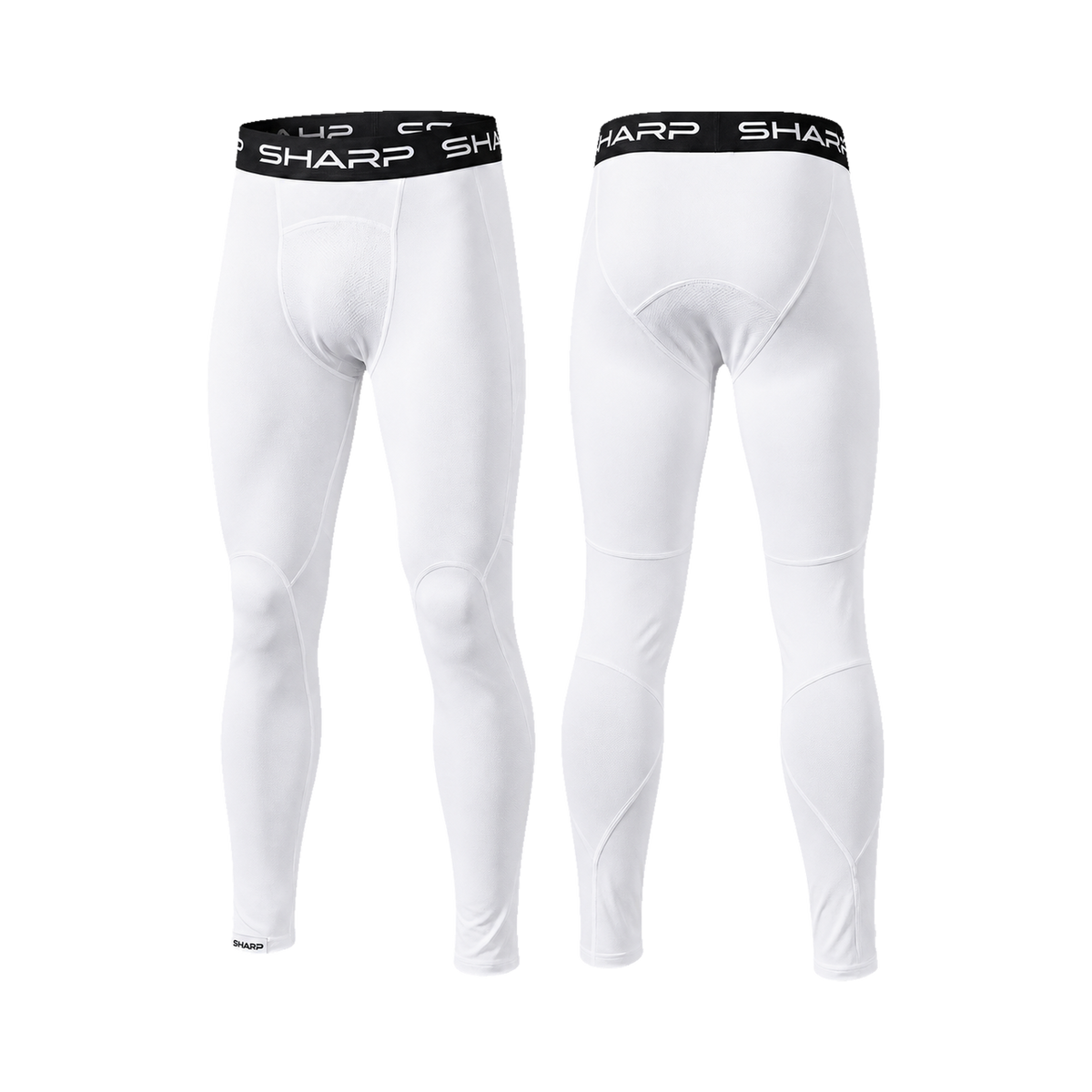 Adult Full Leg Compression Pants - White — transparent studio view