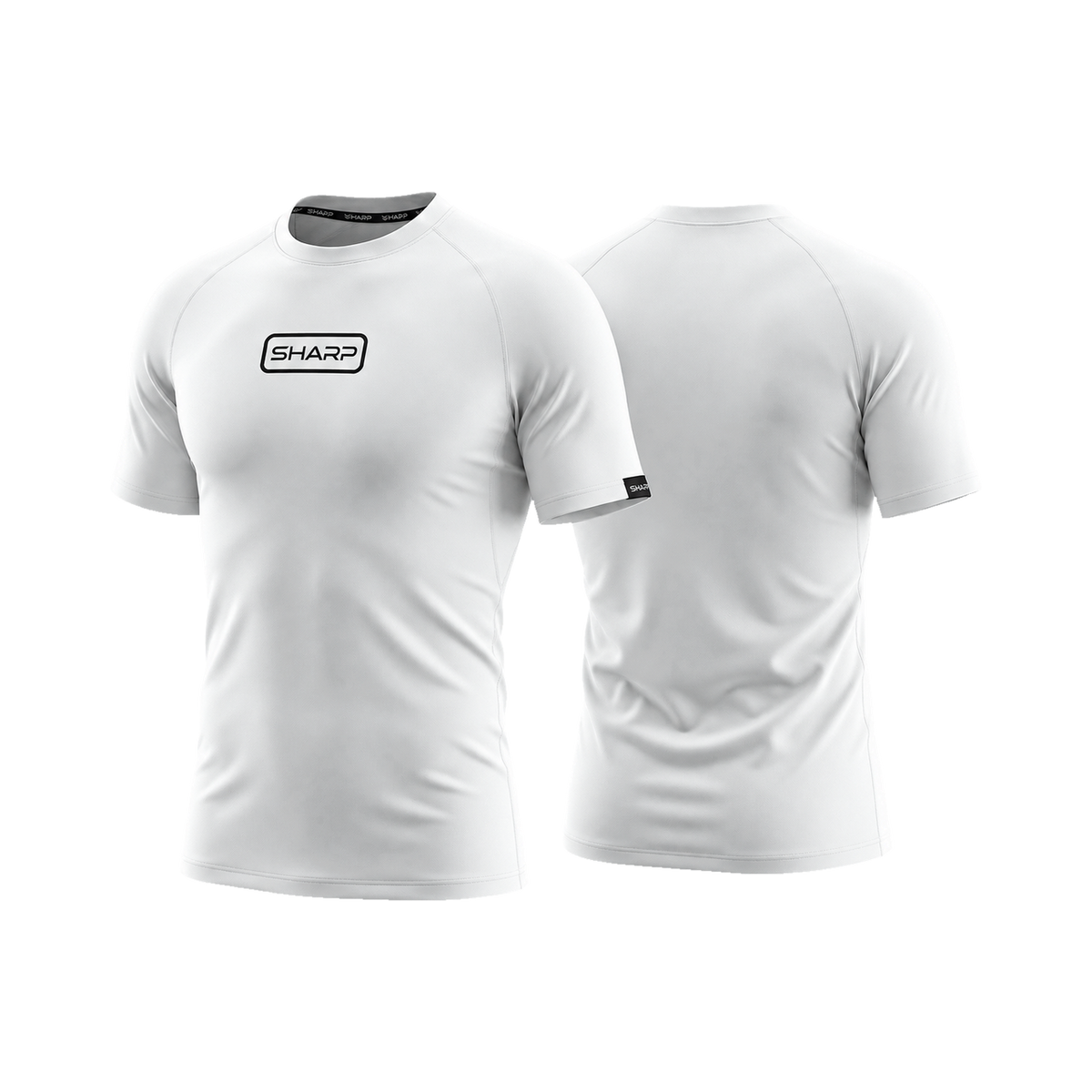 Adult Short Sleeve Compression Shirt - White — transparent studio view