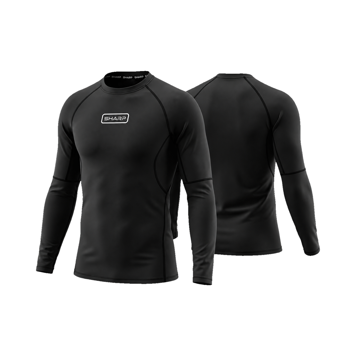 Youth Long Sleeve Compression Shirt - Black — transparent studio view