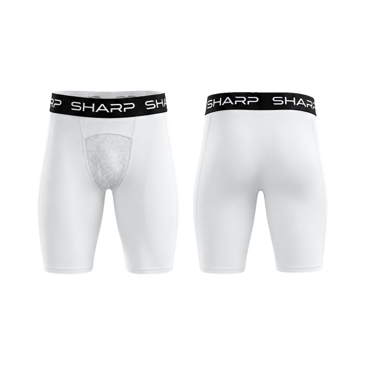 Adult Compression Shorts - White — transparent studio view