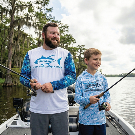 Blue Camo Hooded Fishing Shirt