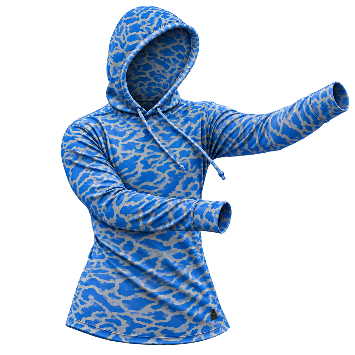 Bayou Blue Micro Strike Camo Performance Hoodie — casting view