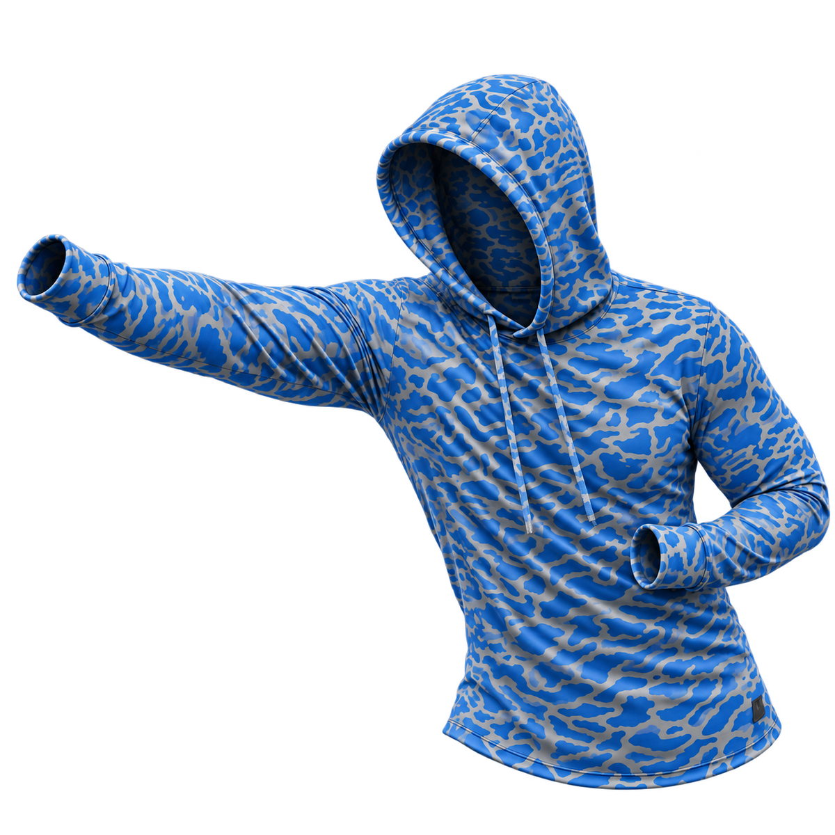 Bayou Blue Micro Strike Camo Performance Hoodie — heisman view