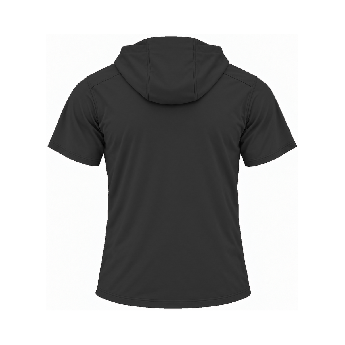 Nicholls Bayou Bandits polycotton short-sleeve hoodie with zippered pouch, black, back view — consistent square product framing
