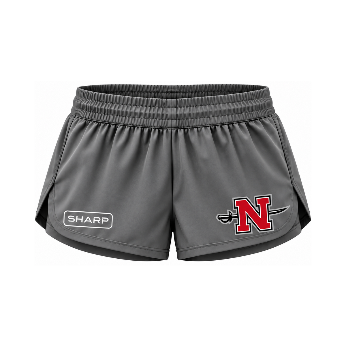 Nicholls women's performance shorts in gray — consistent square product framing