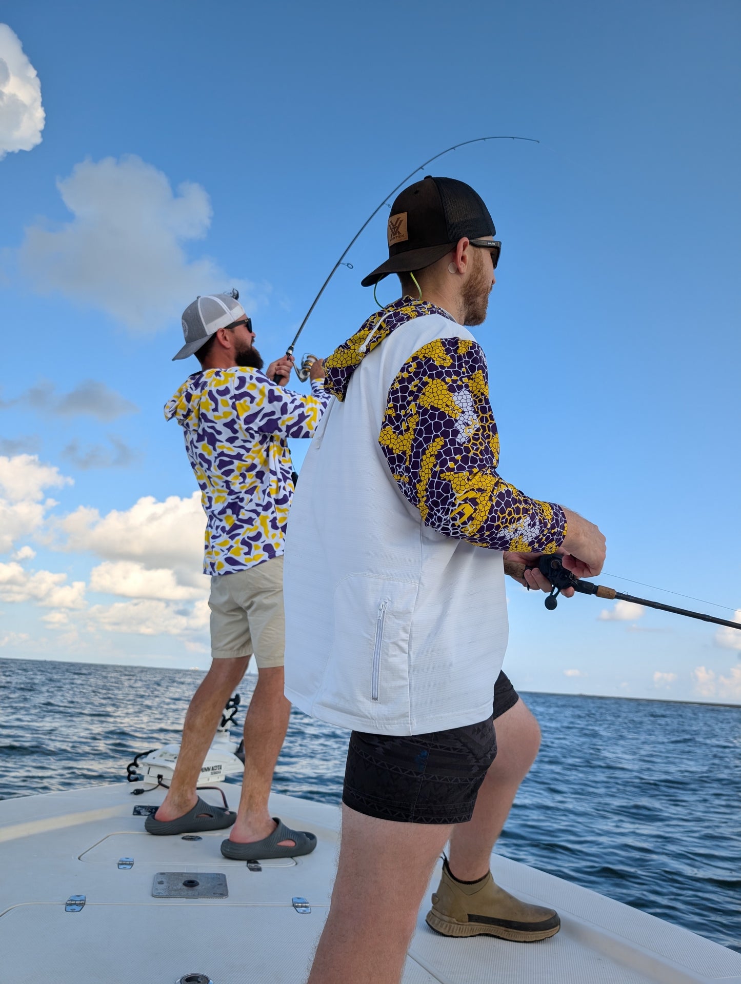 Purple & Gold Camo Hooded Zip Shirt