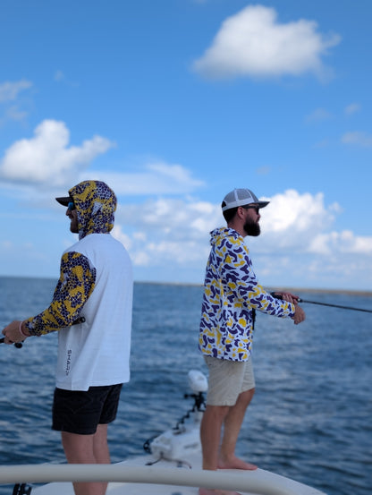 Purple & Gold Camo Hooded Zip Shirt