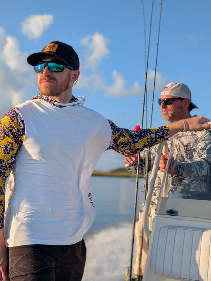 Purple & Gold Camo Hooded Zip Shirt