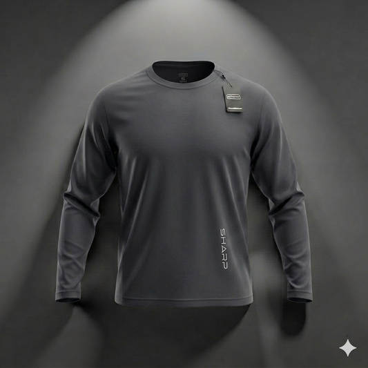 Sharp Ultra Fit Long Sleeve Shirt Side Logo - Charcoal