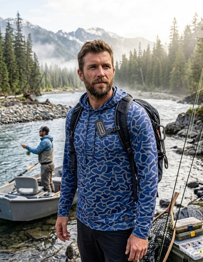 Ultra Fit Performance Navy Blue & Gray  Camo Hoodie