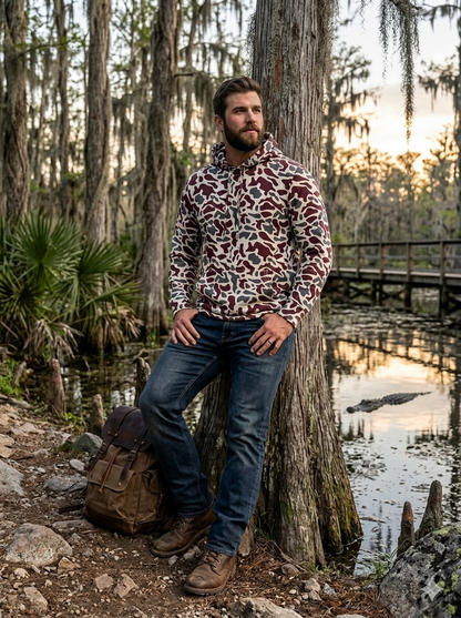 Ultra Fit Performance Maroon & Gray Camo Hoodie
