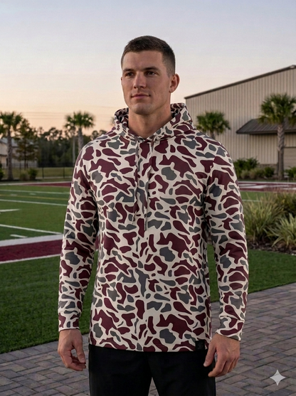 Ultra Fit Performance Maroon & Gray Camo Hoodie