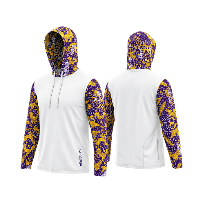 Purple & Gold Camo Hooded Zip Shirt