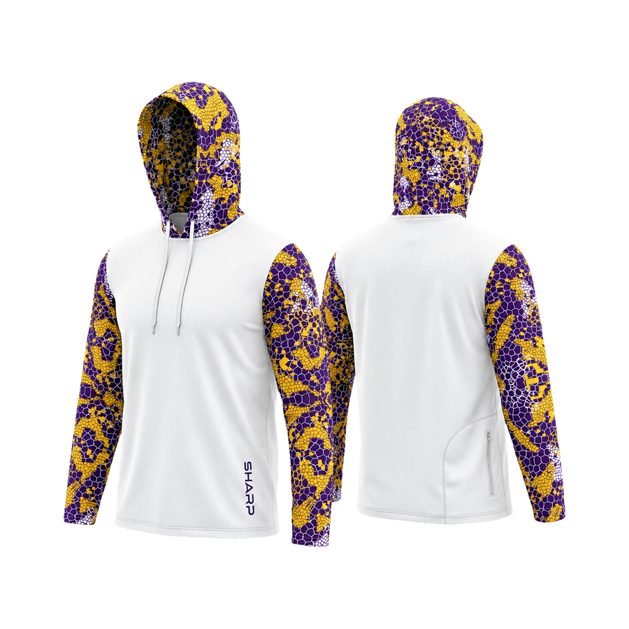 Purple & Gold Camo Hooded Zip Shirt