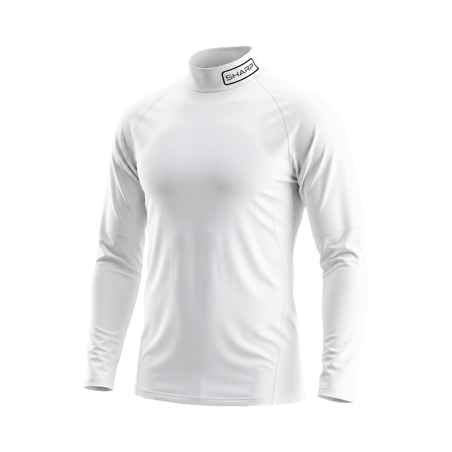 Adult Long Sleeve Mock Neck Compression - White