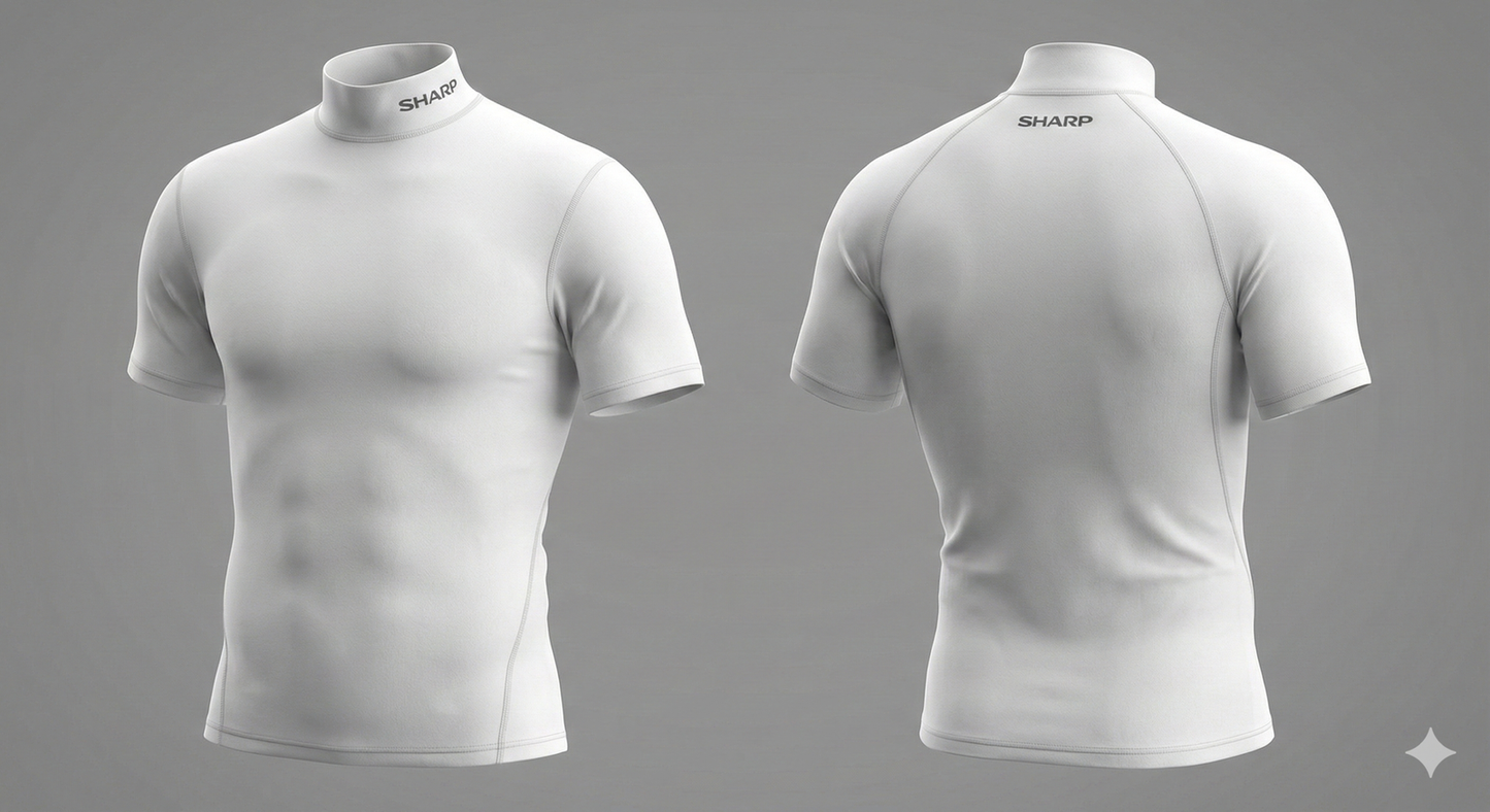 Adult Short Sleeve Mock Neck Compression Shirt - White