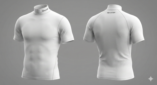 Youth Short Sleeve Mock Neck Compression Shirt - White