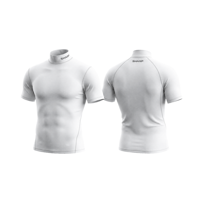Youth Short Sleeve Mock Neck Compression Shirt - White