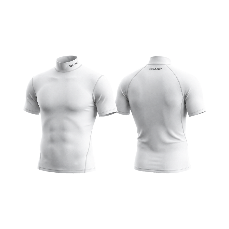 Adult Short Sleeve Mock Neck Compression Shirt - White