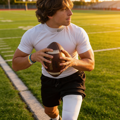 Adult Short Sleeve Mock Neck Compression Shirt - White