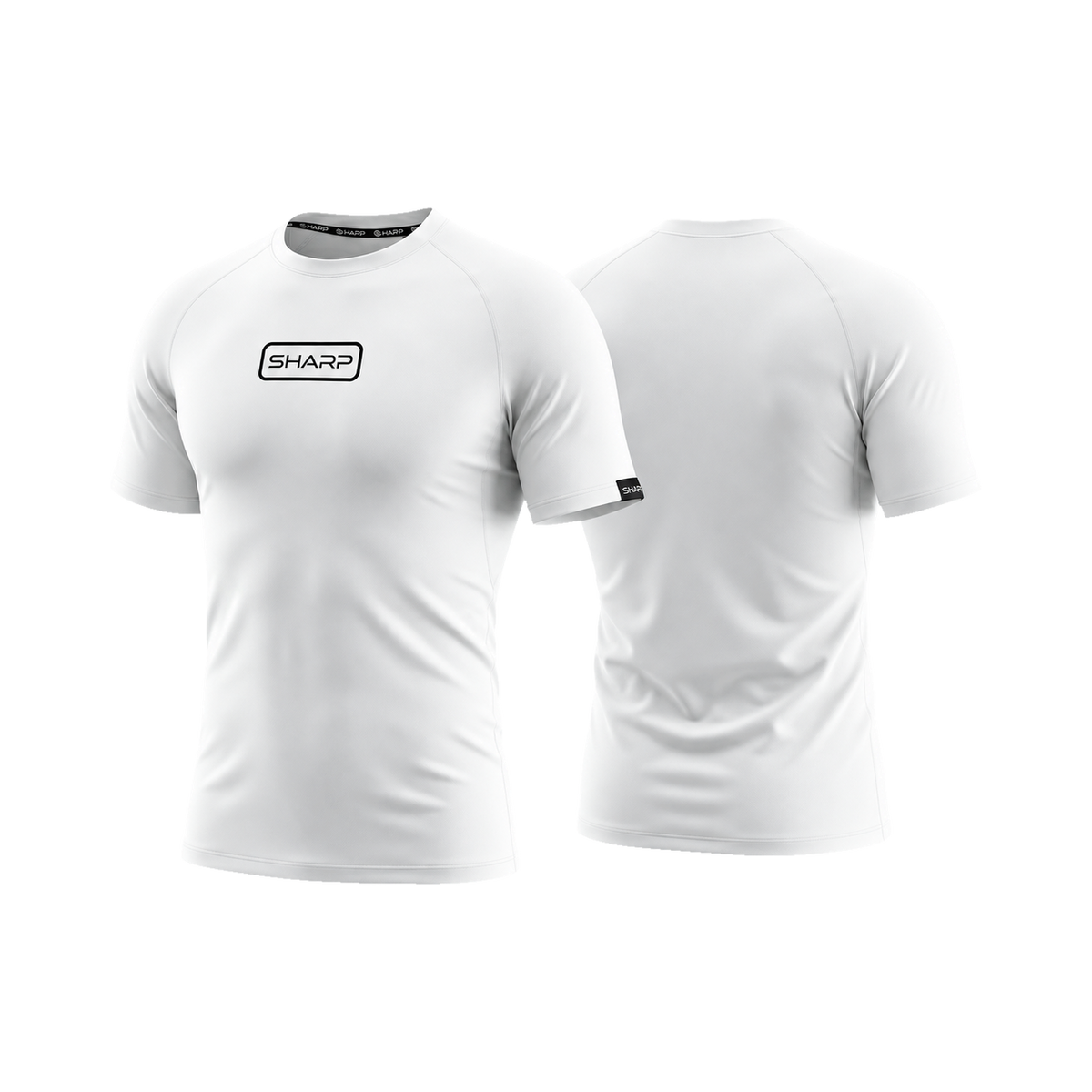 Youth Short Sleeve Compression Shirt - White — transparent studio view