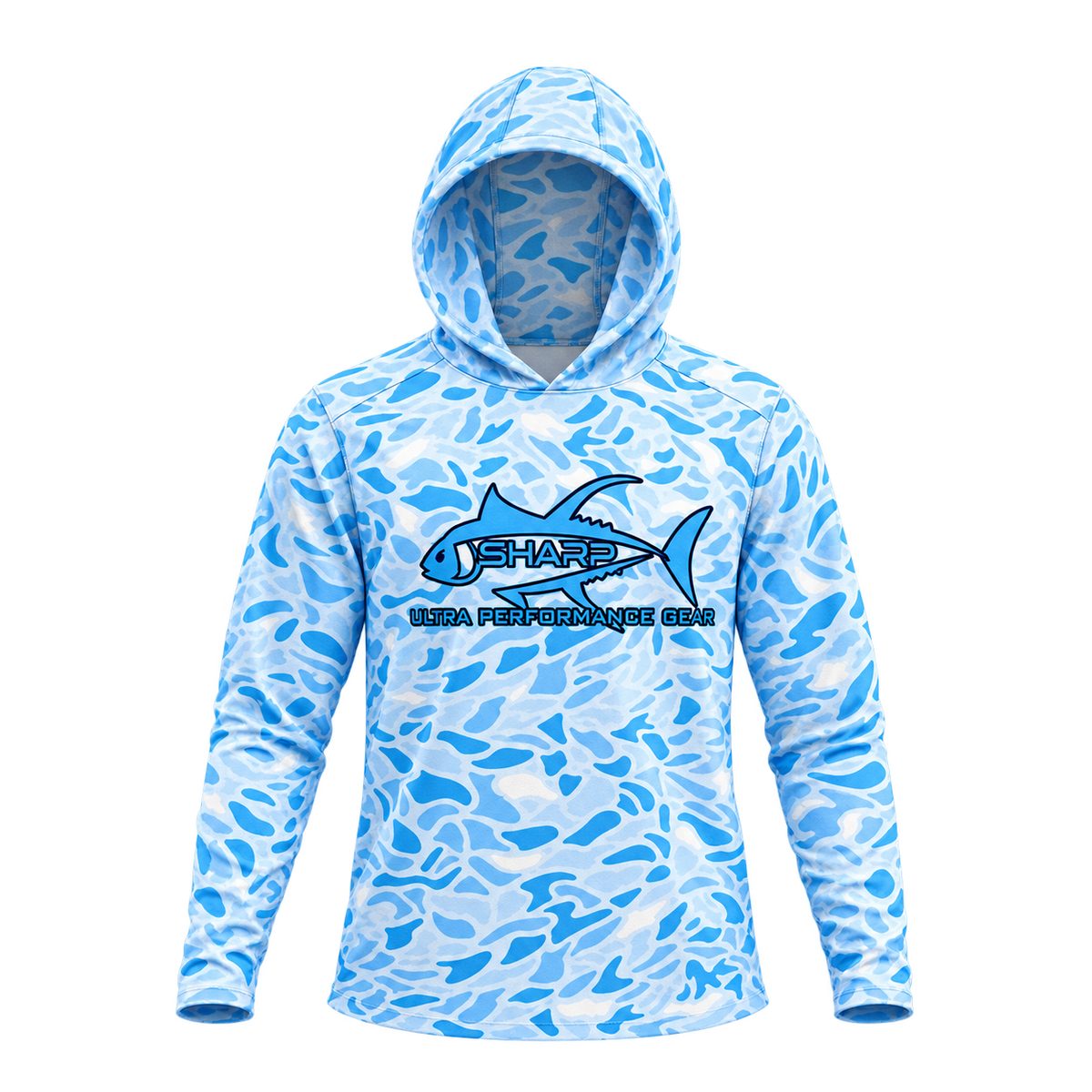 Blue Camo Hooded Fishing Shirt