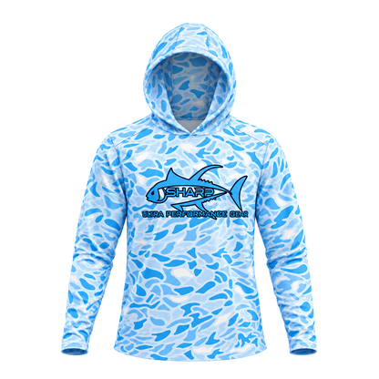 Blue Camo Hooded Fishing Shirt