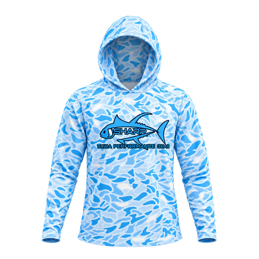 Blue Camo Hooded Fishing Shirt