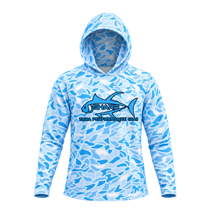 Blue Camo Hooded Fishing Shirt