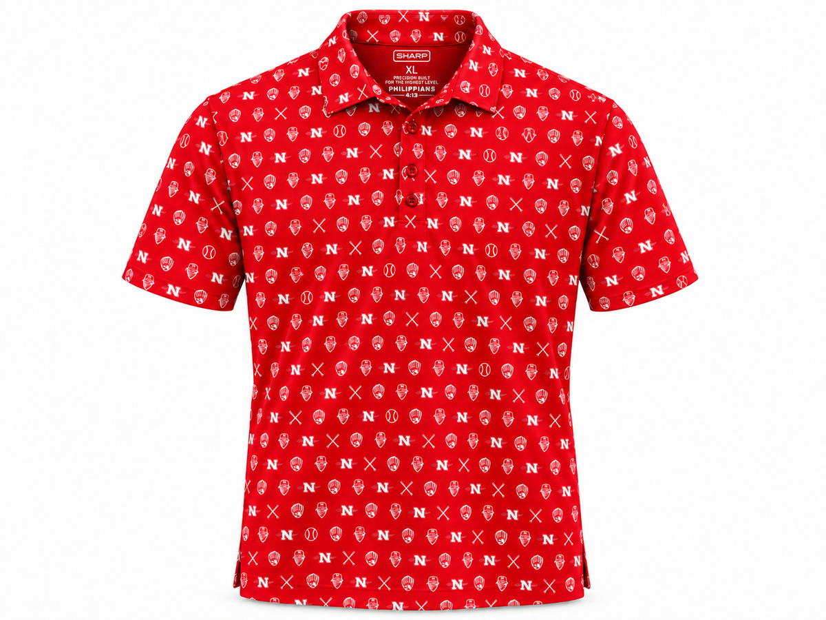 Nicholls Bayou Bandits microprint performance polo in red