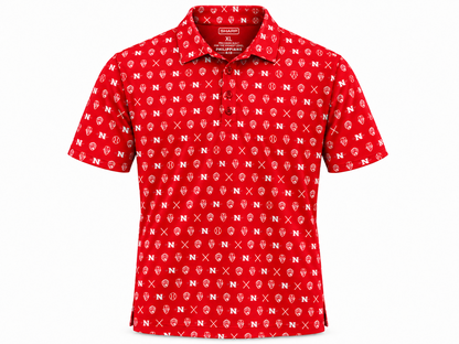Nicholls Bayou Bandits microprint performance polo in red