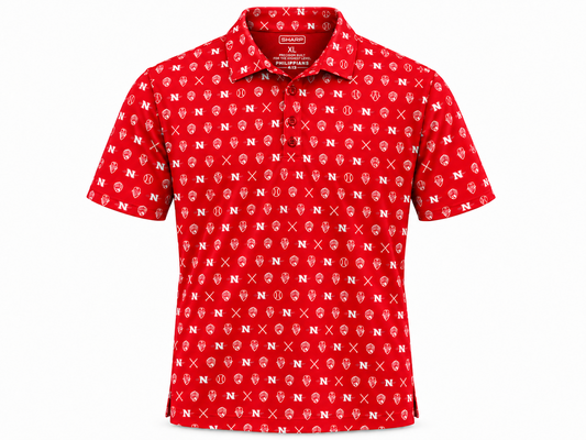 Nicholls Bayou Bandits microprint performance polo in red