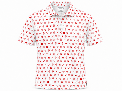 Nicholls Bayou Bandits microprint performance polo in white