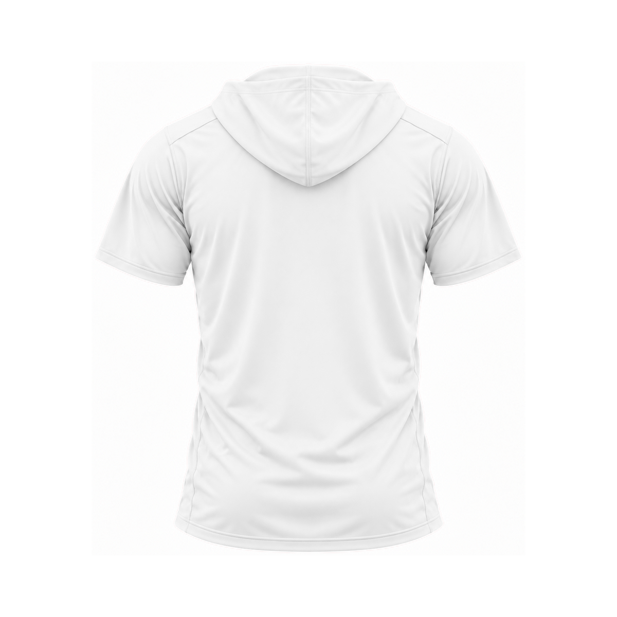 Nicholls short-sleeve lightweight t-shirt hoodie in white, plain back view — consistent square product framing