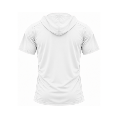 Nicholls short-sleeve lightweight t-shirt hoodie in white, plain back view — consistent square product framing