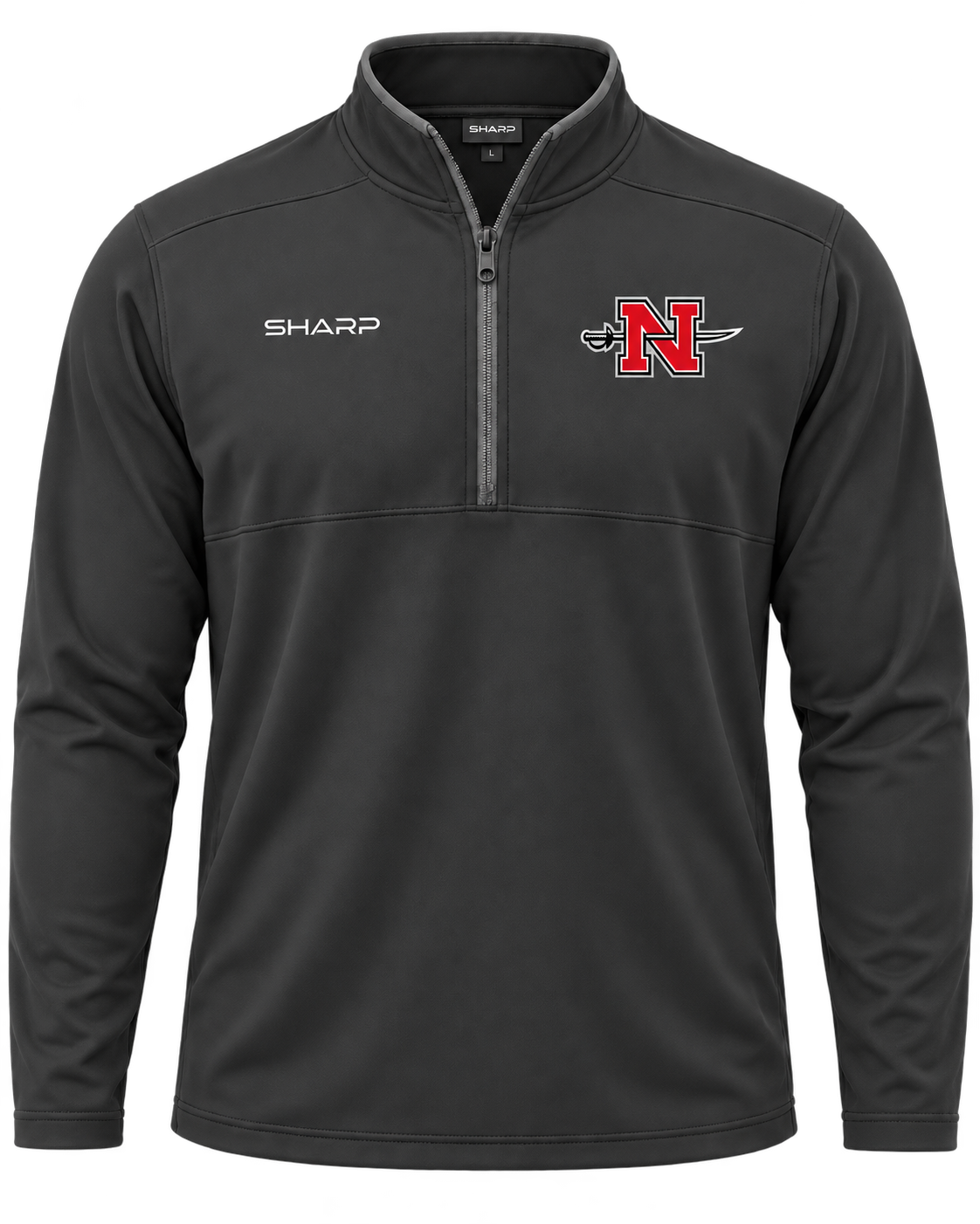 Nicholls Performance Quarter-Zip in charcoal, front view