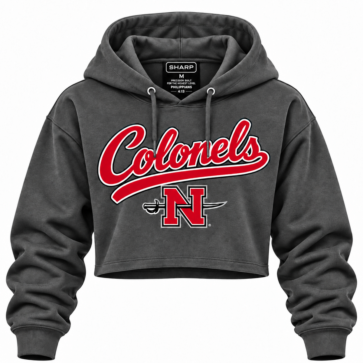 Nicholls women's Colonels crop hoodie in charcoal