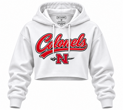 Nicholls women's Colonels crop hoodie in white