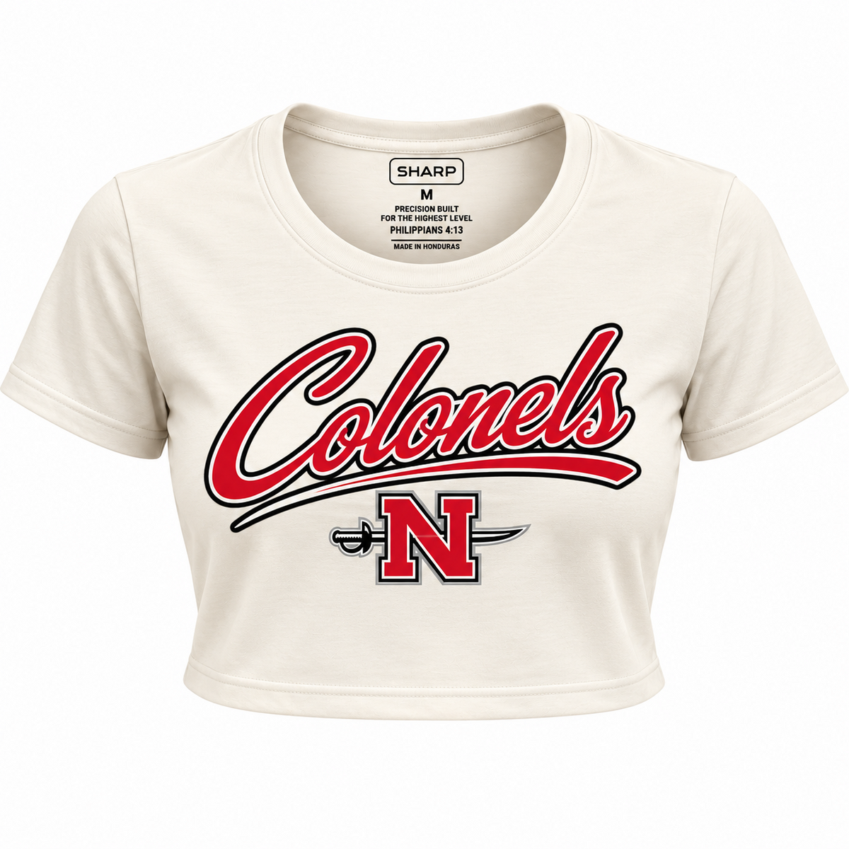 Nicholls women's Colonels crop tee in cream