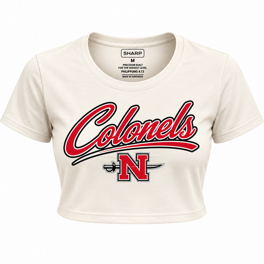 Nicholls women's Colonels crop tee in cream
