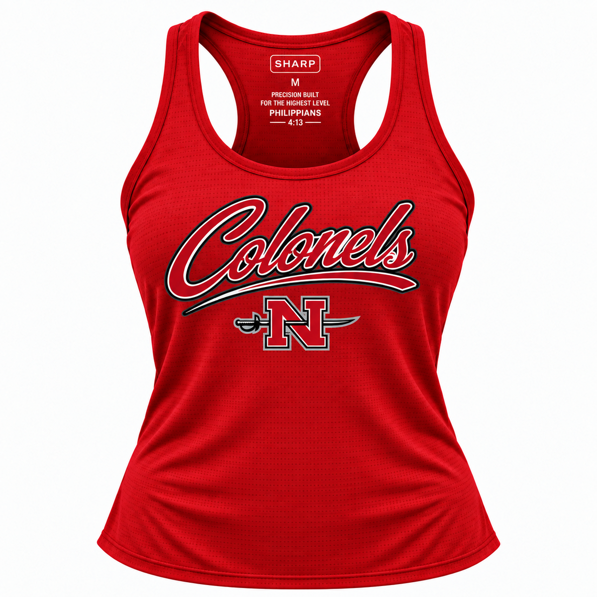 Nicholls women's Colonels performance tank in red