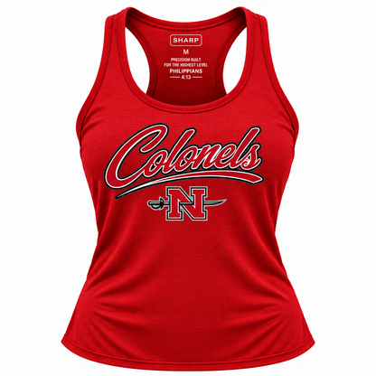 Nicholls women's Colonels performance tank in red
