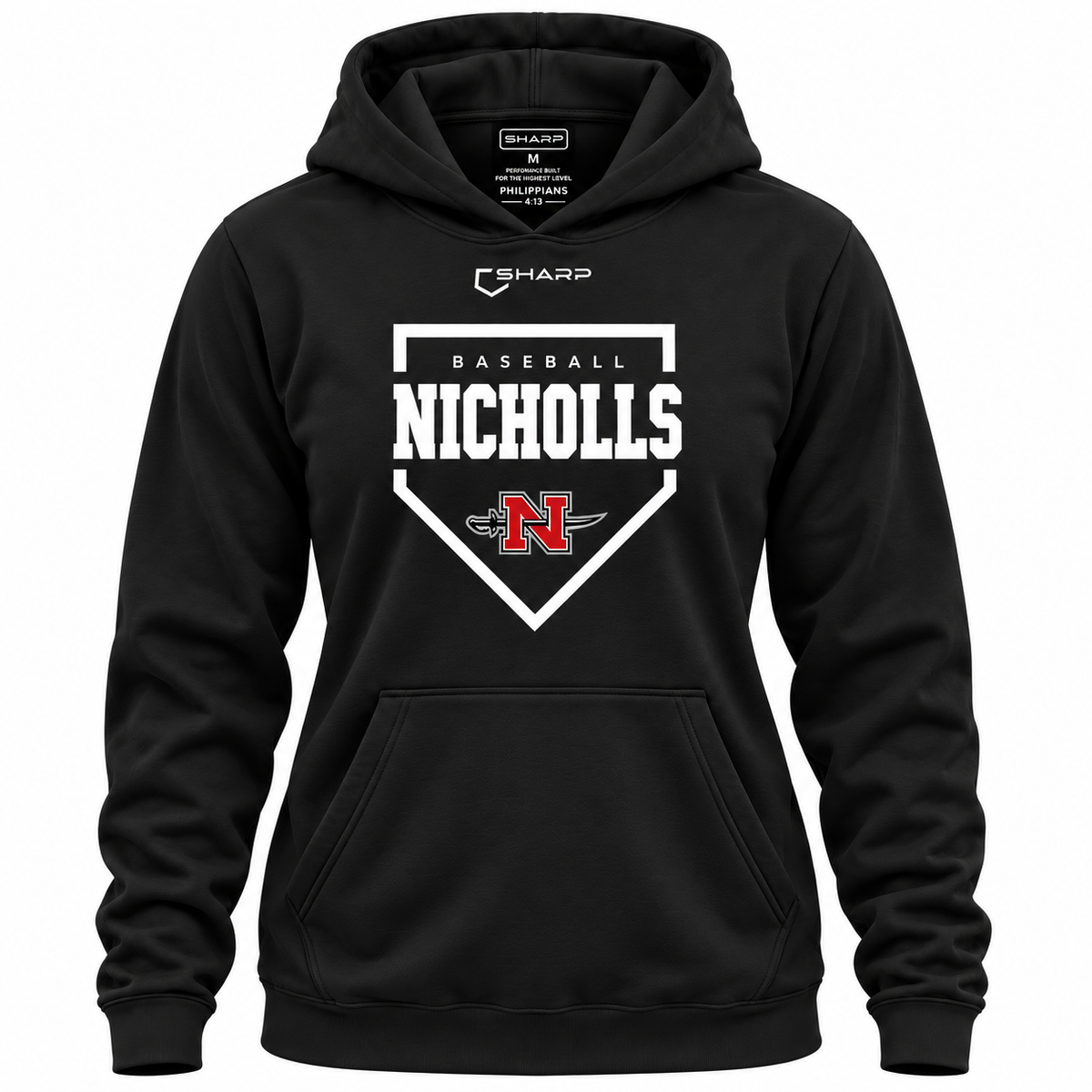 Women's Nicholls Home Plate Pullover Hoodie in Black