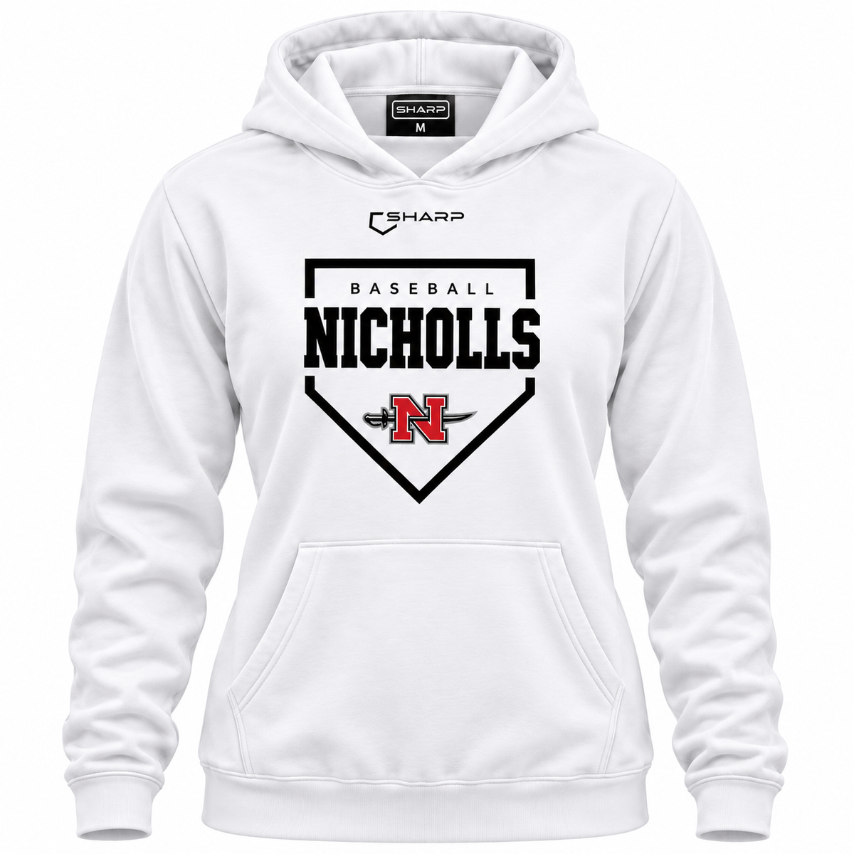 Women's Nicholls Home Plate Pullover Hoodie in White