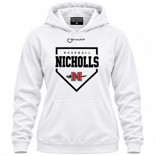 Women's Nicholls Home Plate Pullover Hoodie in White