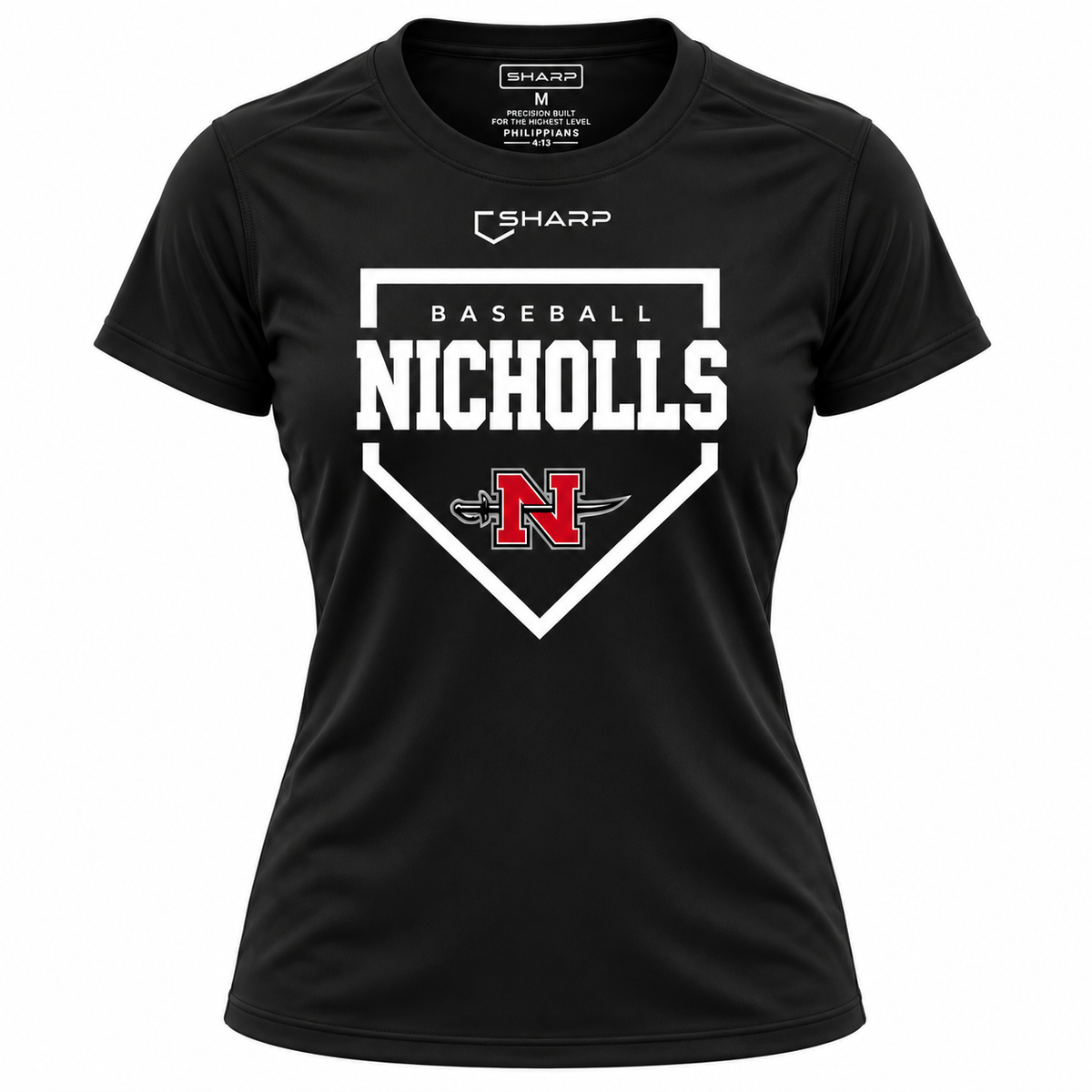 Women's Nicholls Home Plate Performance Tee in Black